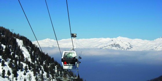 The view from a ski lift in La Plagne, France