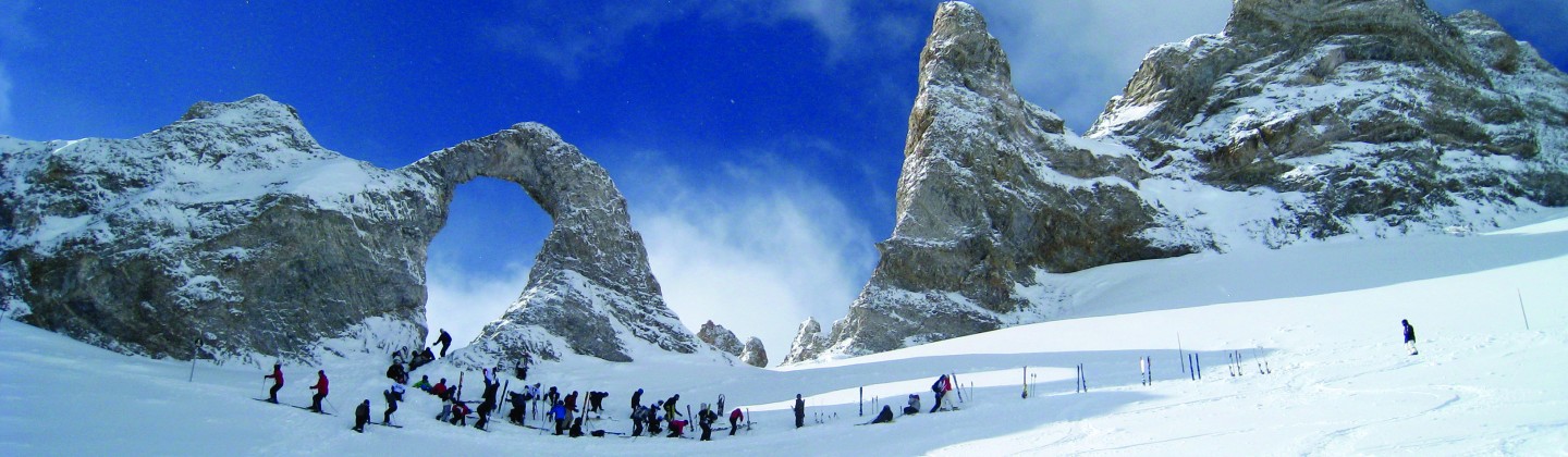 Senior school group skiing in Tignes