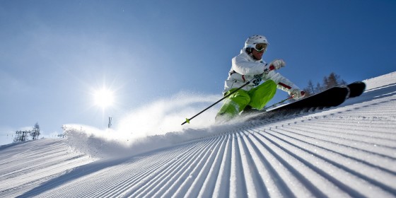 Close-up shot of skier on slopes | Austria