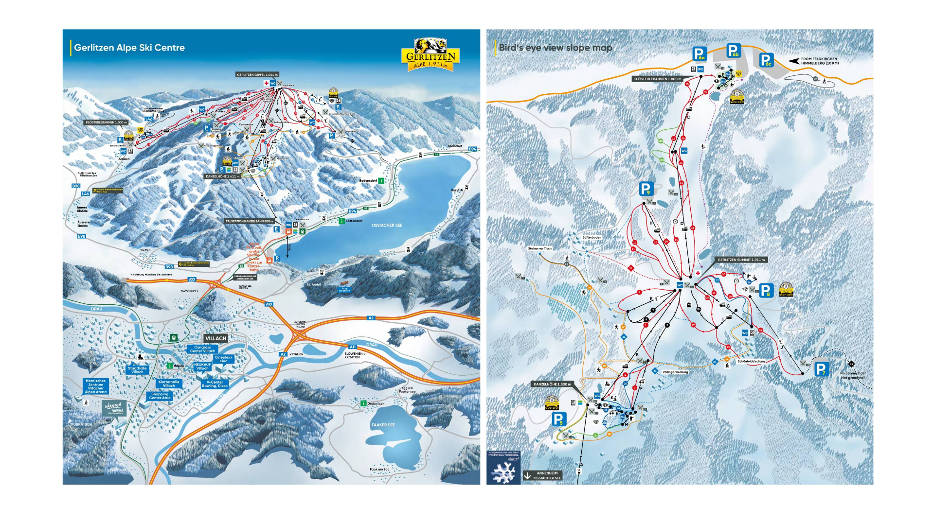 Gerlitzen ski piste map, Austria