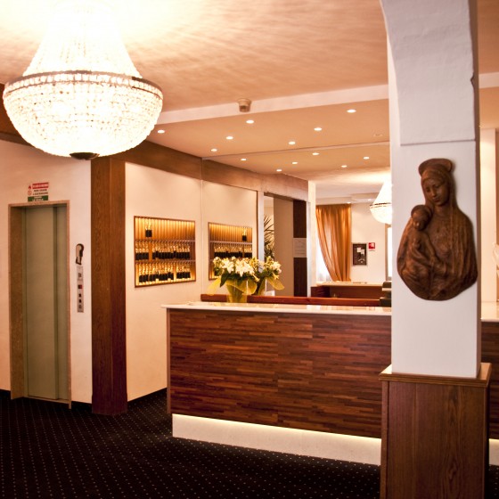 Reception area at the Olympic Regina Hotel, Italy