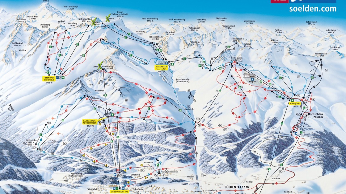 Solden Ötz Valley piste map