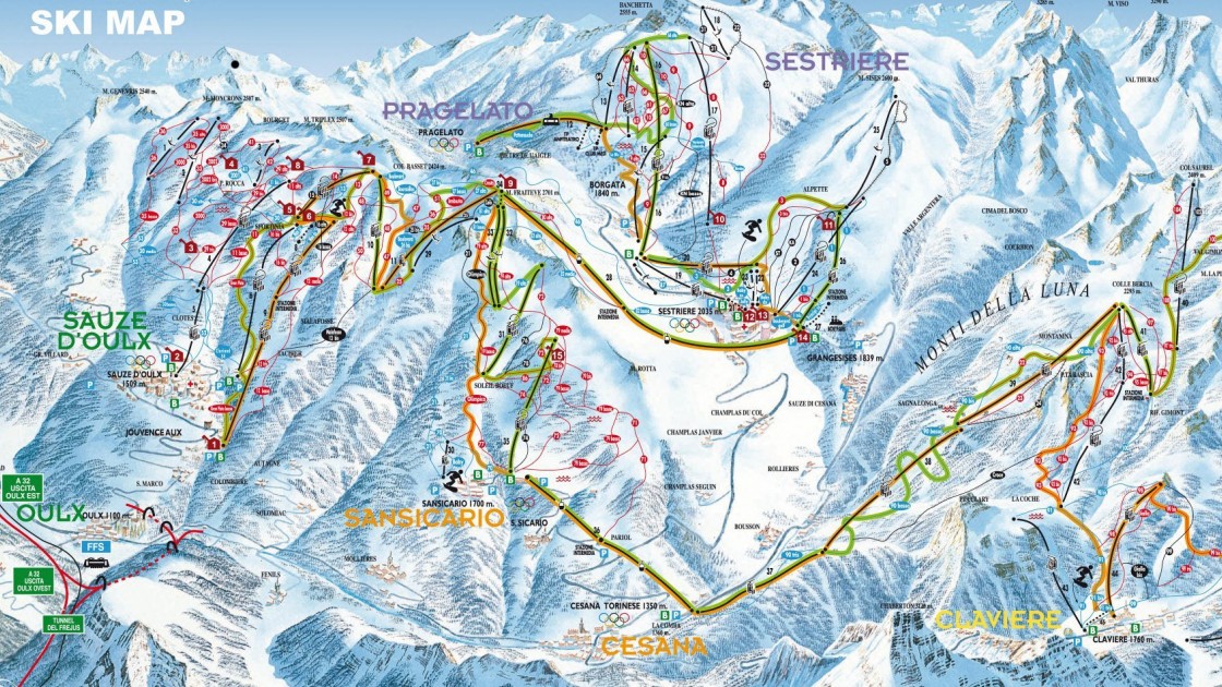 Cesana Piste Map | Italy