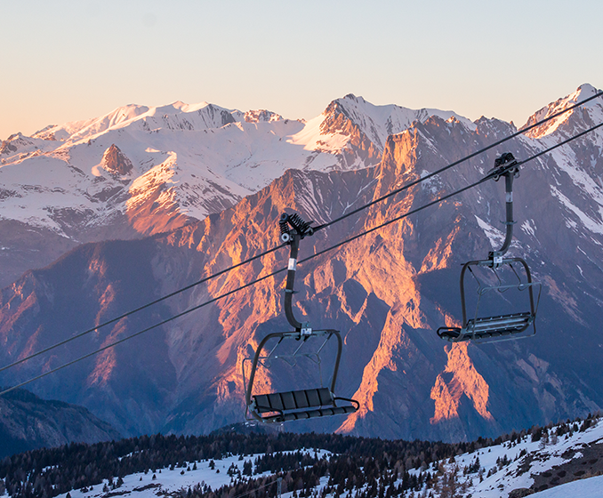 Chairlift in Valloire at sunset