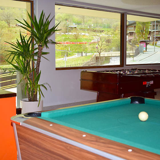 The games room at the Hotel Victoria, Andorra