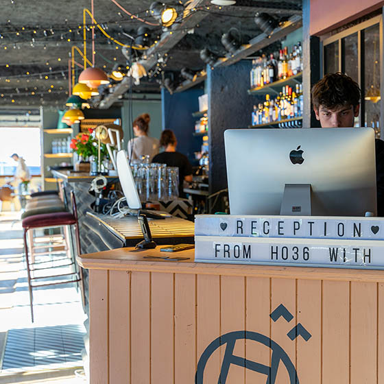 Reception area at the ho36 in La Plagne, France