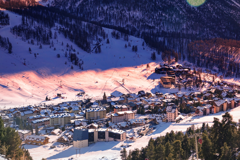 The Montgenevre ski resort at sunrise