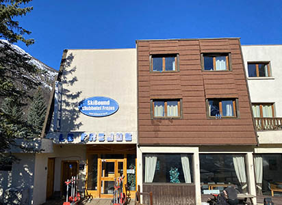 The entrance to the Clubhotel Frejus in Serre Chevalier, France