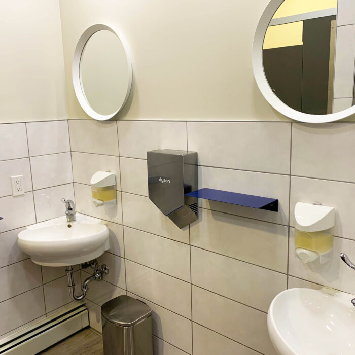 Communal bathroom at Jasper Downtown Hostel in Canada