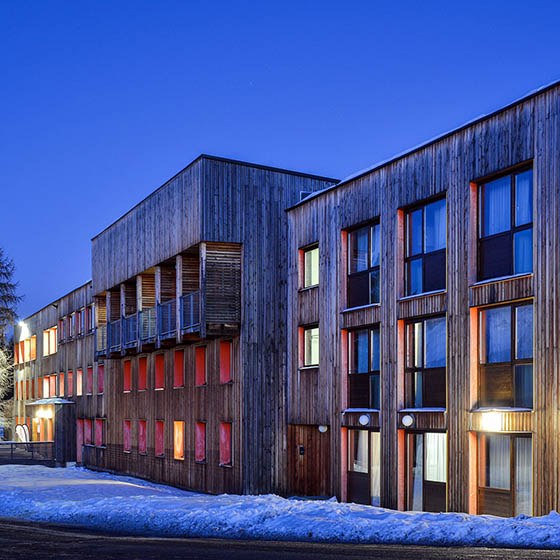 The Mileade at night in La Plagne, France