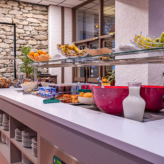 Buffet breakfast at the Mileade in Pralognan, France