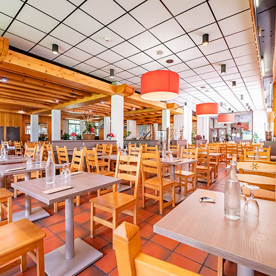 dining area at the Mileade in Pralognan, France