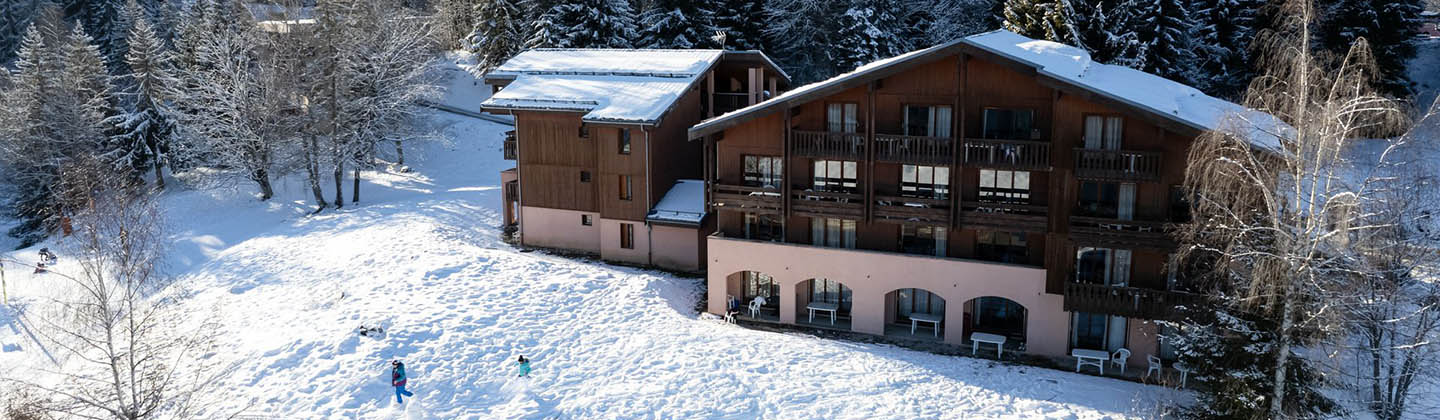 Aerial view of the Village Club Mileade Valmorel-Doucy in the French Alps
