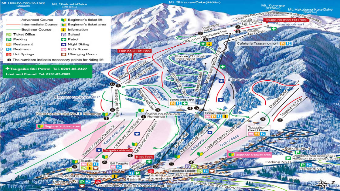 Piste map for Tsugaike