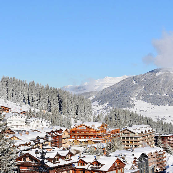 Courchevel village ski resort in winter