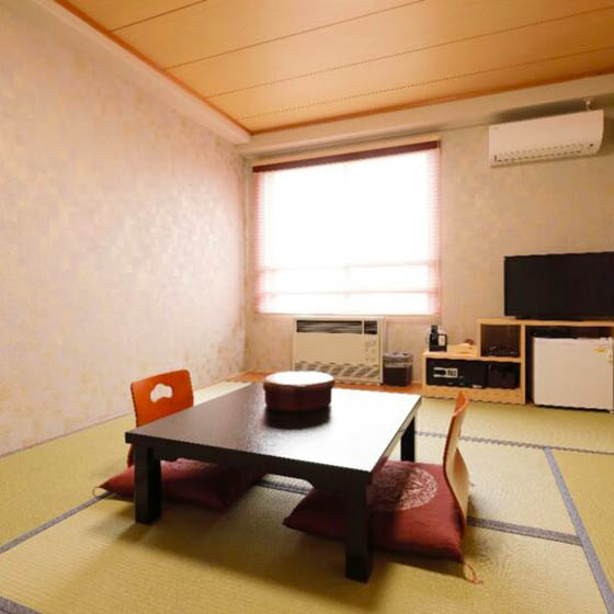 Japanese floor table in a bedroom at the Hotel Granjam, Japan