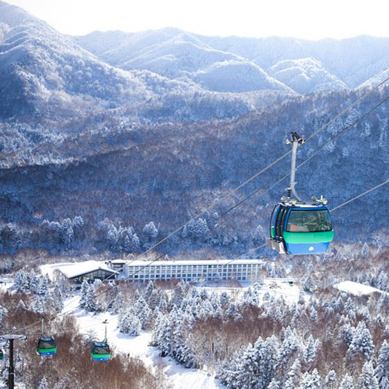 Cable cars in Yakebi, Japan