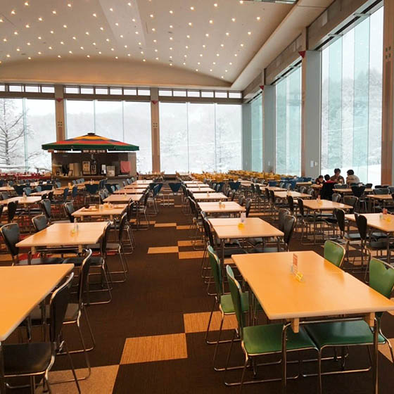 The dining area at the Prince Hotel in Yakebitaiyama, Japan