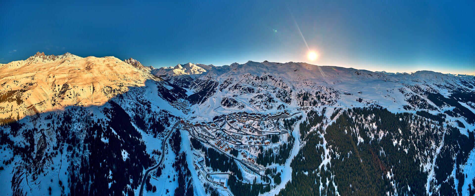 Courchevel panorama at sunset