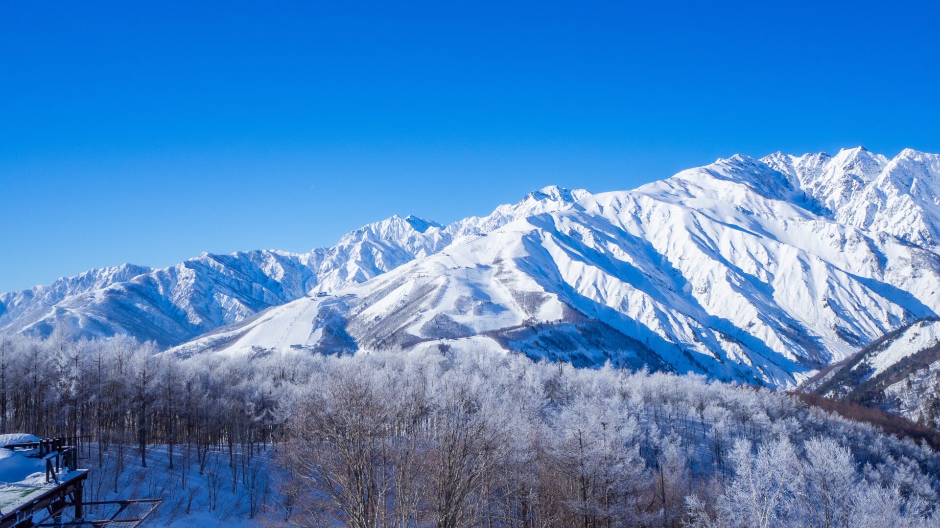 Snowy peaks in Happo One, Japan