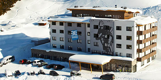 Aerial view of the Buchegg Resort accommodation in Saalbach, Austria