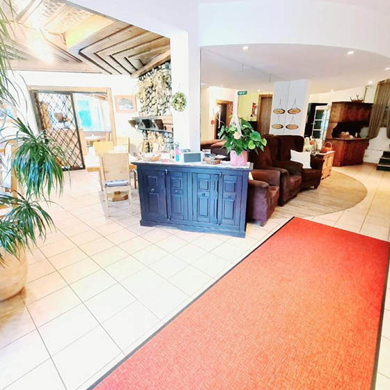 The reception area at the Alpenlandhof hotel in Bad Kleinkirchheim, Austria