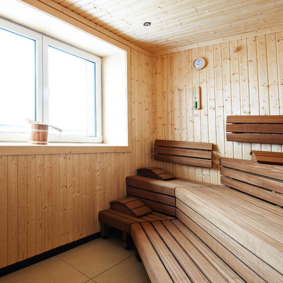 The sauna room at the Buchegg Resort in Saalbach