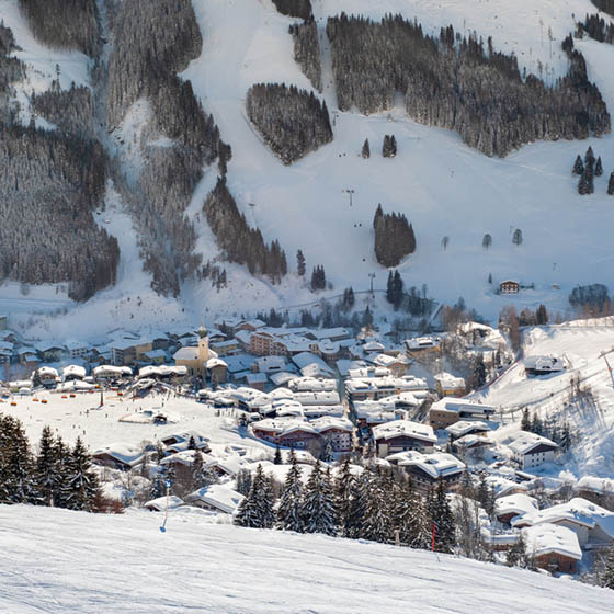 Saalbach village covererd in snow, Austria
