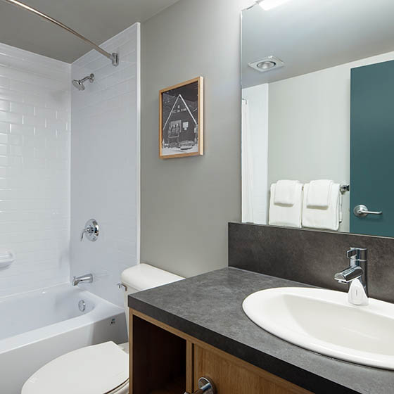 Bathroom at the Approach hotel in Panorama, Canada