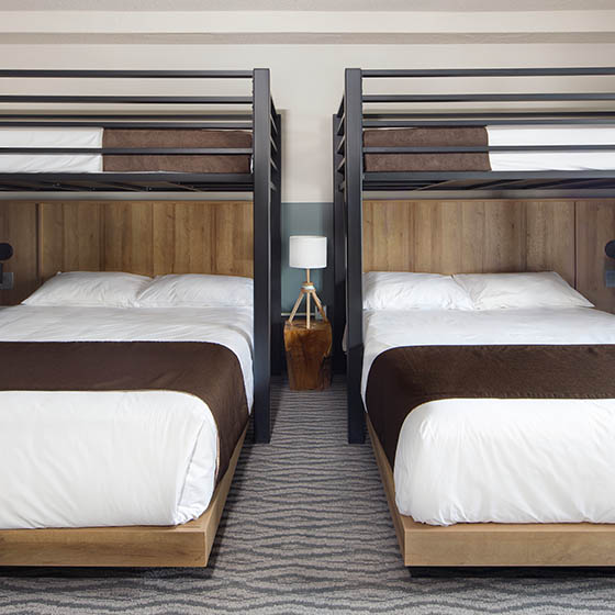 Twin Peak bedroom at the Approach hotel in Panorama, Canada