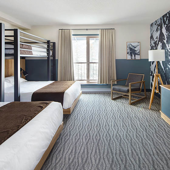 Twin Peak bedroom at the Approach hotel in Panorama, Canada