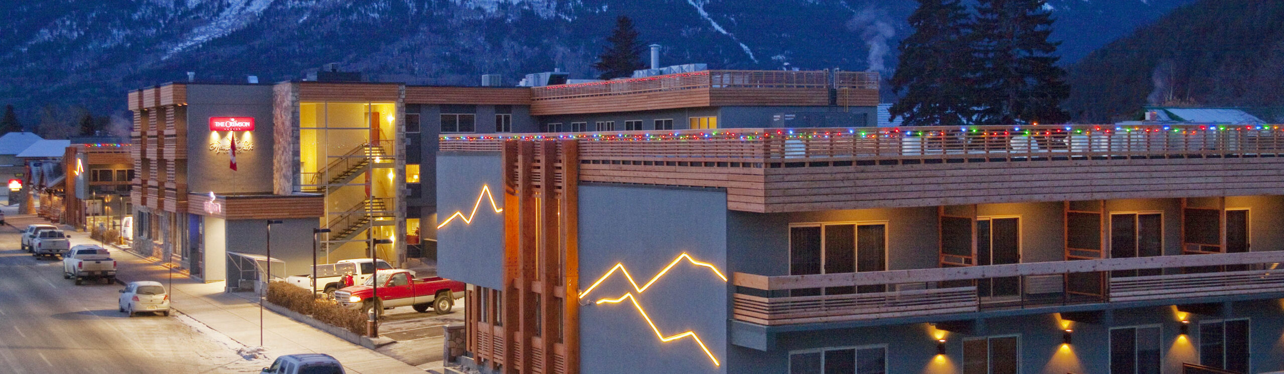 The Crimson in Jasper, Canada, with a stunning mountain background