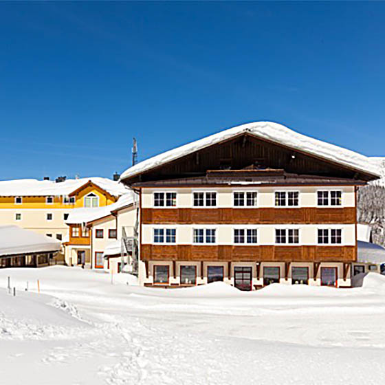 The Felseralm in Obertauern covered in snow