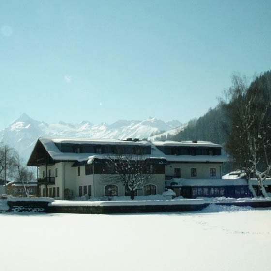 Glacier standing behind the Haus der Jugend in Zell am See, Austria