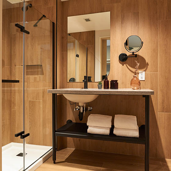 Bathroom at the Forest Park Hotel in Jasper, Canada