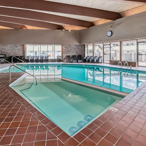 The pool area at the Jasper Inn, Jasper Canada