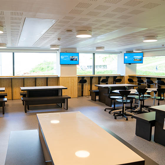 The dining room at the APEX2100 in Tignes, France