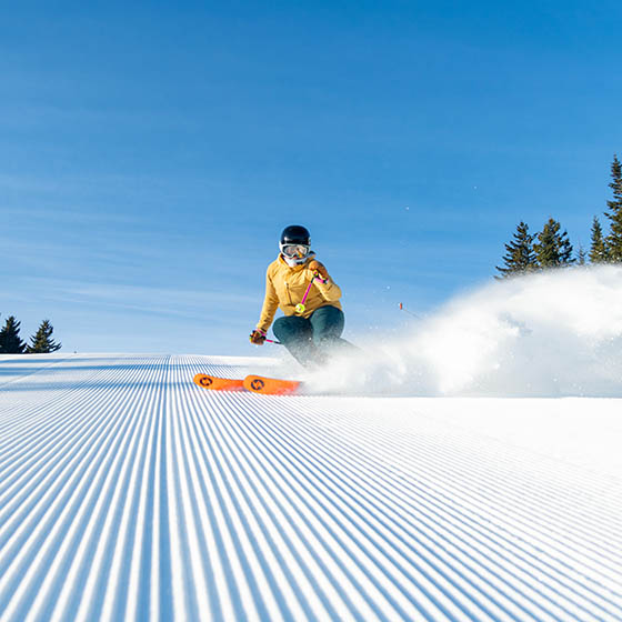 A skier on the slopes of Sunday River
