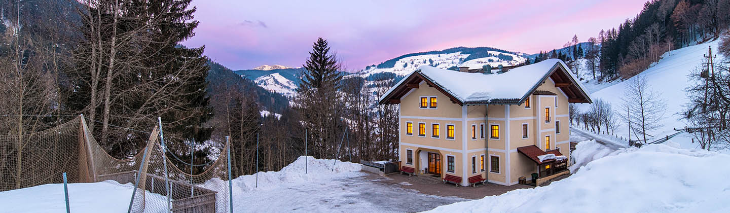 Sunset sky at the Jugendhotel Striedlhof in Sportwelt, Austria