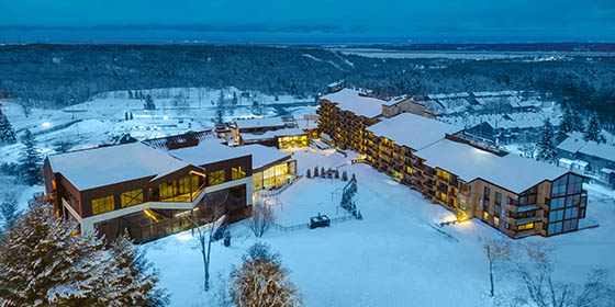 Aerial view of the Delta Mont Sainte-Anne in Quebec, Canada