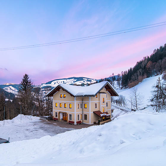 Sunset sky at the Jugendhotel Striedlhof in Sportwelt, Austria