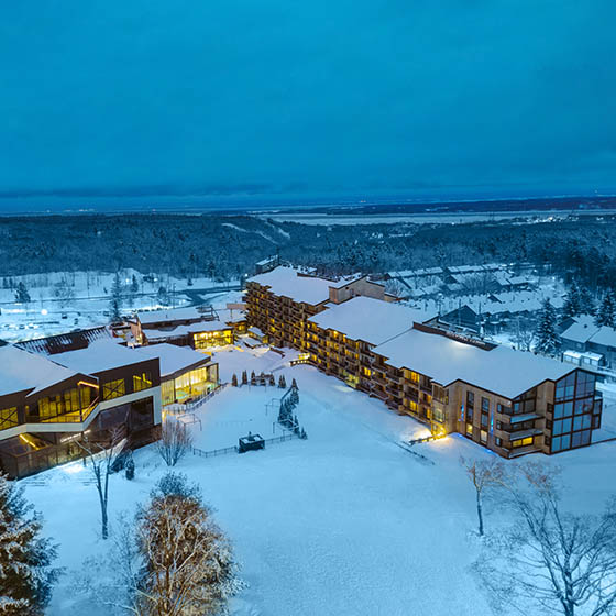 Aerial view of the Delta Mont Sainte-Anne in Quebec, Canada