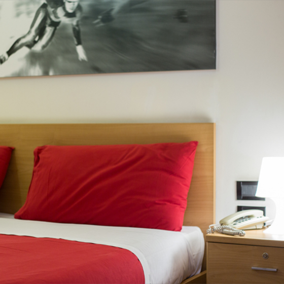 Bedroom at the Olympic Village in Sestriere, Italy