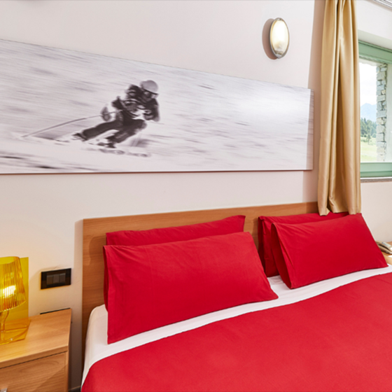 Bedroom at the Olympic Village in Sestriere, Italy