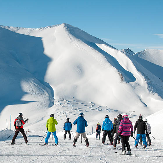Skiers in Montgenevre, France