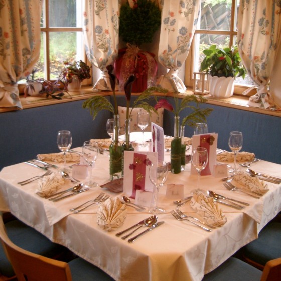 A well-presented dining table at the Steinerhof hotel in Austria