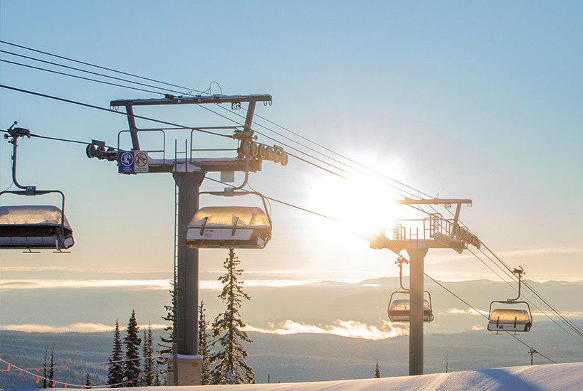 Ski lifts at sunset in Canada