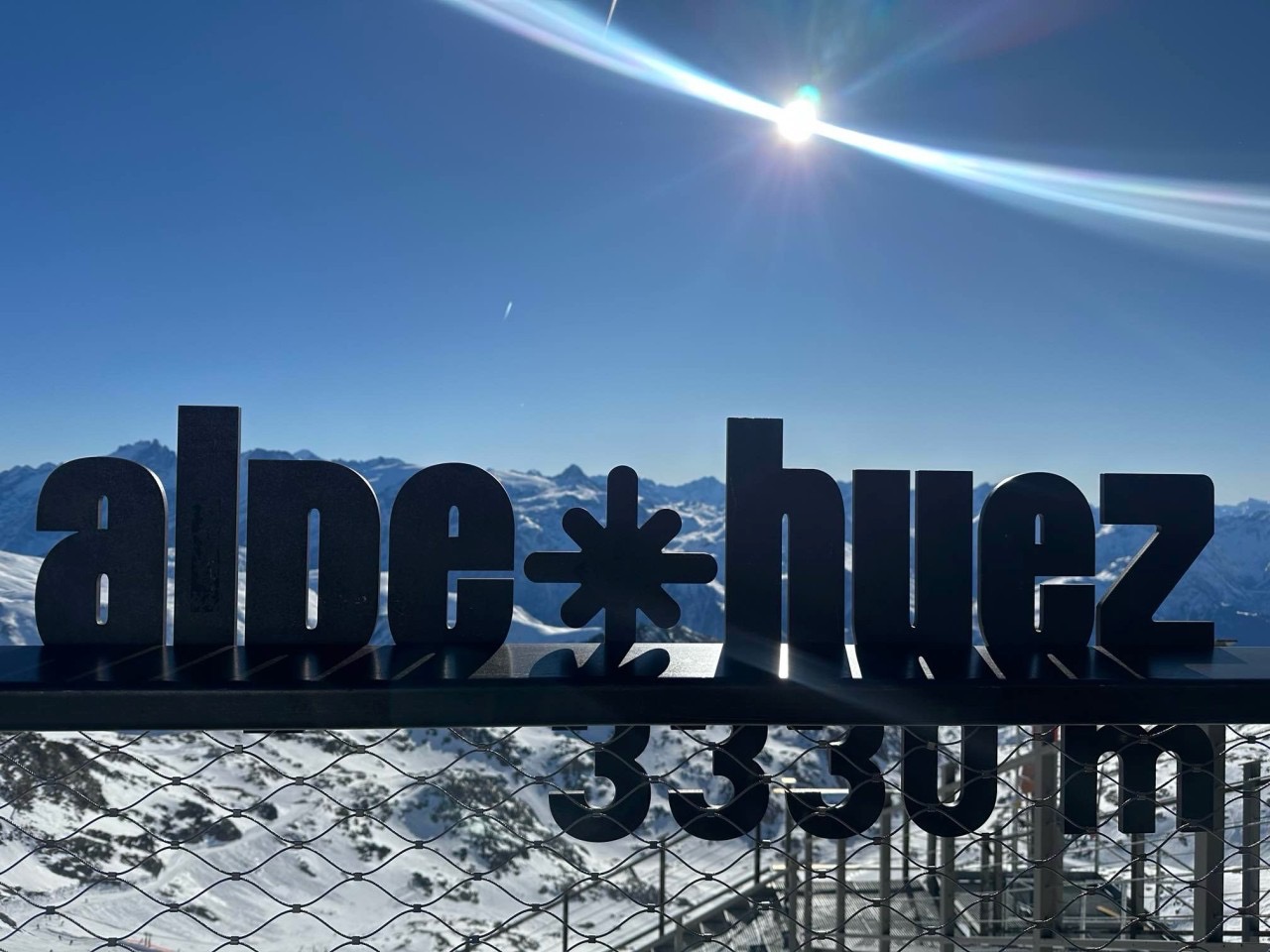Alpe d'Huez sign in the sunshine