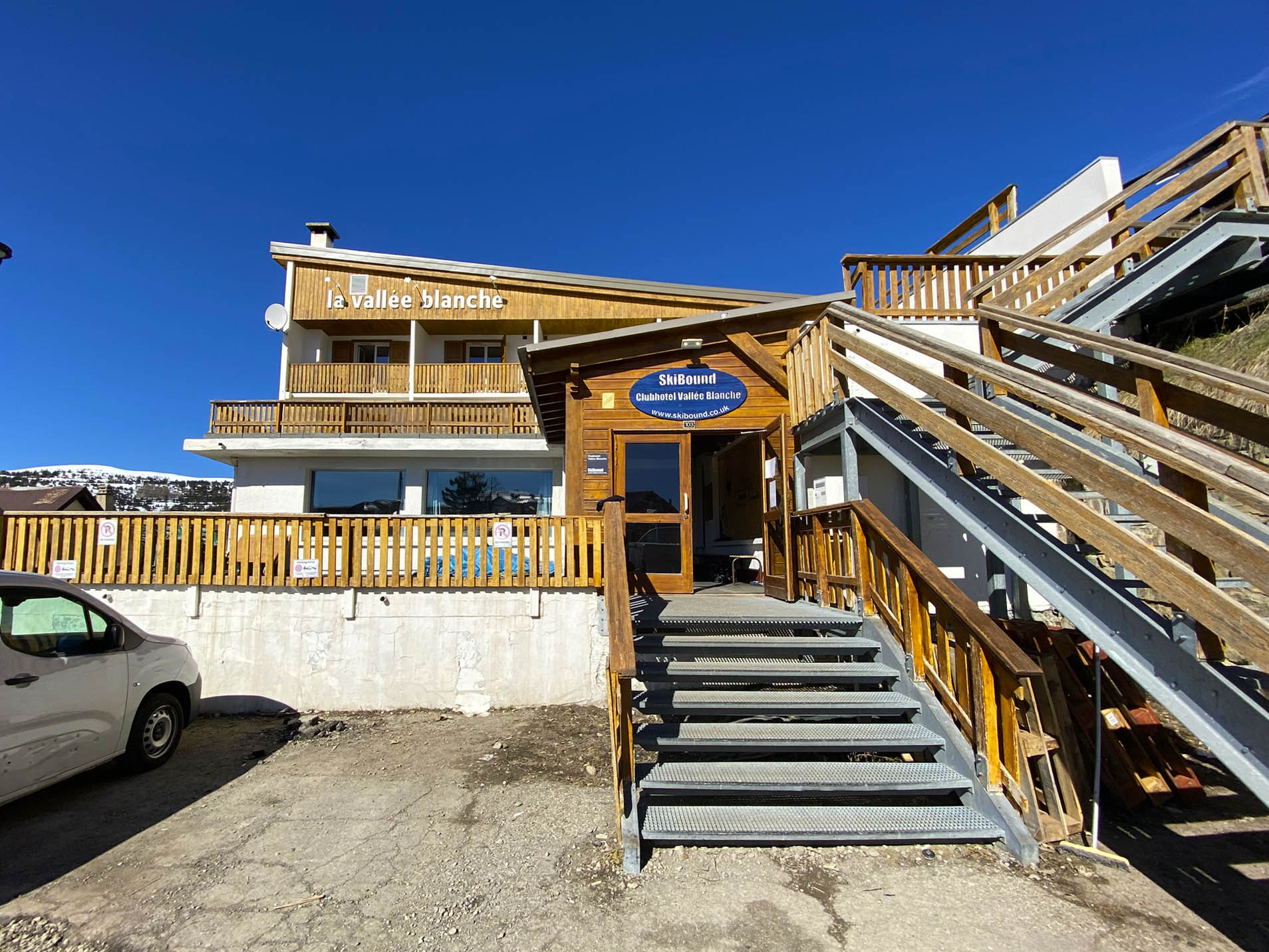 The entrance to the Vallée Blanche Clubhotel in Alpe d'Huez