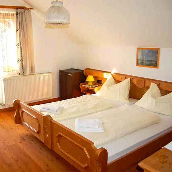 Bedroom at the Pension Marienhof in Nassfeld, Austria